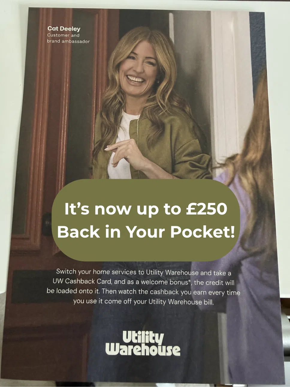 Cat Deeley, "off the telly" is a UW Brand Ambassador - EnergyBillSavers.co.uk