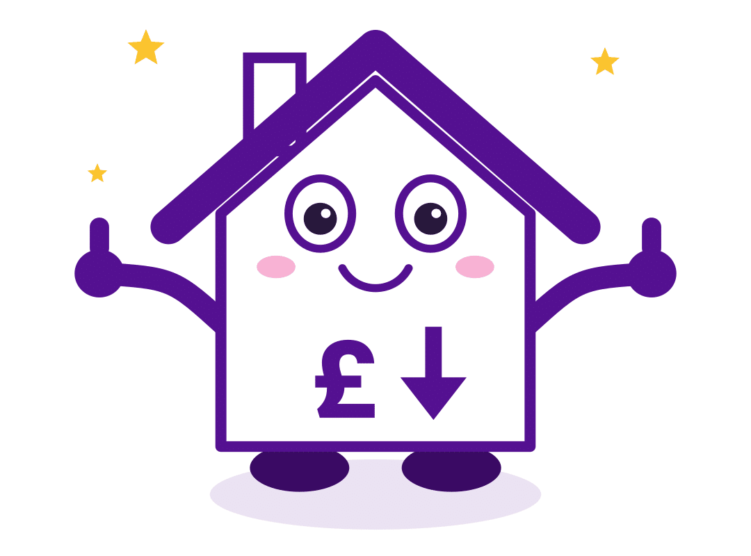 Wee Hoose, the Energy Bill Savers mascot, giving two thumbs up